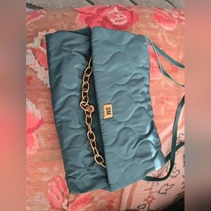 Steve Madden Teal Quilted Shoulder Bag with Gold Chain